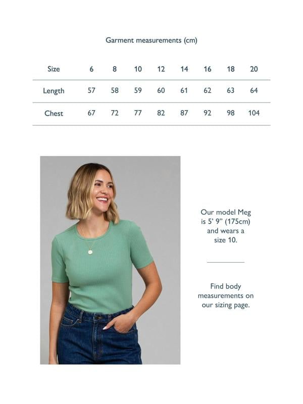 Kite Womens Organic Portesham Ribbed T-Shirt Sage