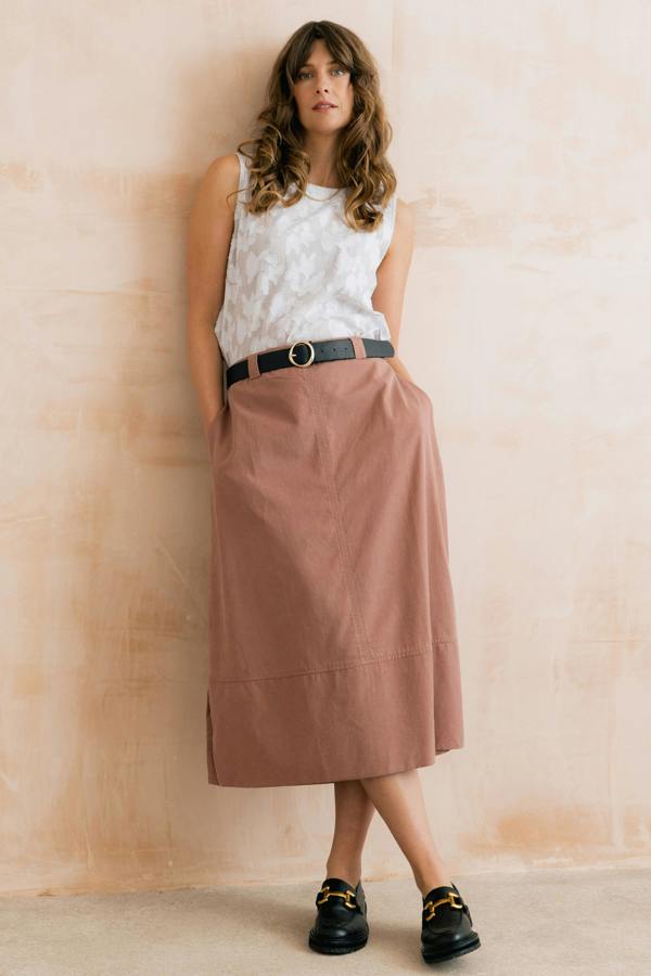 Lily & Me Cora Cotton Jacquard Shell Vest Mocha Stripe