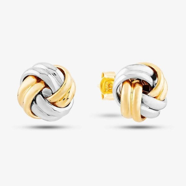 T. H. Baker 9ct Two Colour Gold Small Double Knot Stud Earrings 2.55.6219