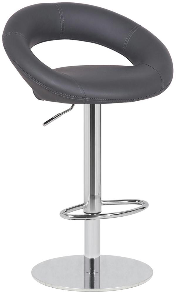 Lamboro Deluxe Sorrento Real Leather Kitchen & Breakasft Bar Stool,  Adjustable Swivel Gas Lift, Charcoal Grey