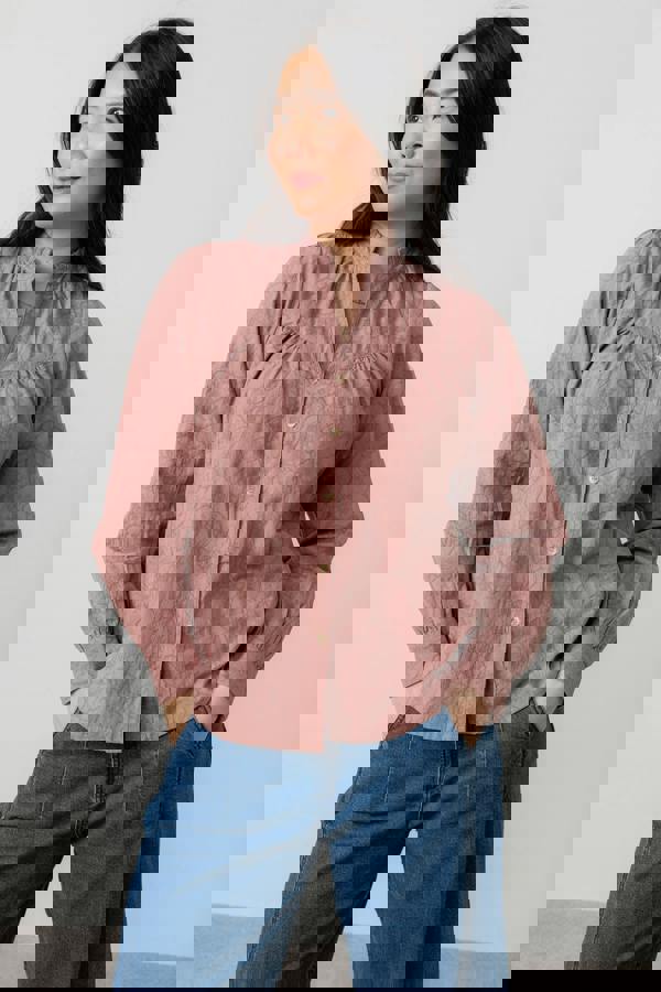 Lily & Me Wayfaring Textured Jacquard Blouse Antique Rose