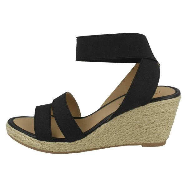 Savannah Ladies Savannah Elastic Ankle Strap Wedges