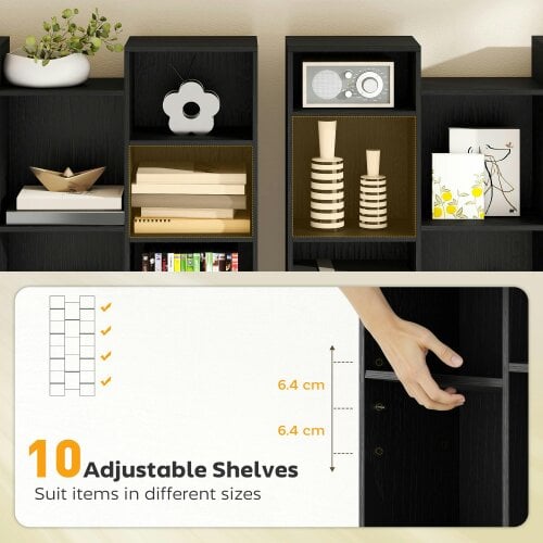 Wyld Haus Faelsu Nota Wooden Black Twenty One Compartment Storage Bookcase