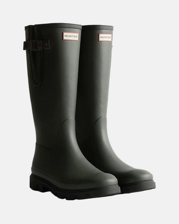 Hunter Unisex Downpour Adjustable Boot - Dark Olive/Black