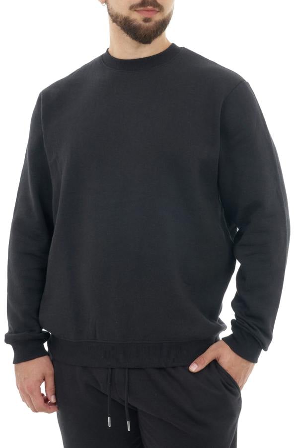 Smart Living Mens Polycotton Sweatshirt - Casual Long Sleeve Crewneck Pullover Jumper - Black