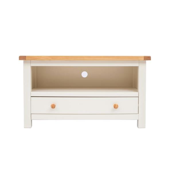 Maggiori Off White 1 Drawer TV Cabinet Wood Knob