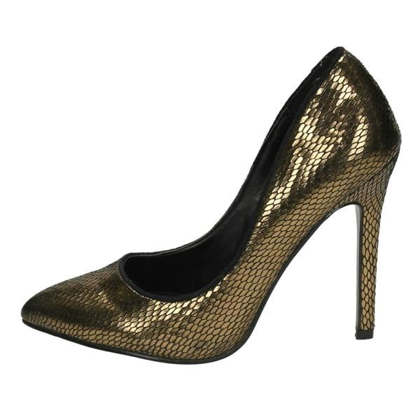 Spot On Ladies Spot On High Heel Pointed Toe Snake Design Court Shoes
