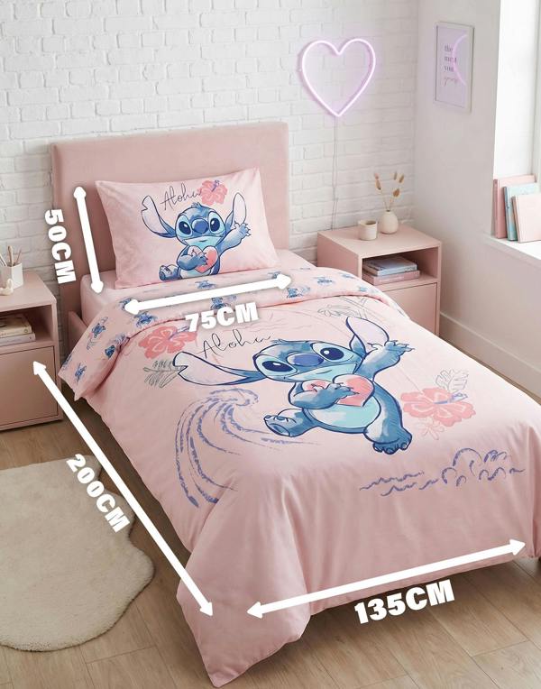 Vanilla Underground Lilo & Stitch Girls Pink Character Single Duvet Set (One Size)