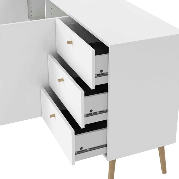 Wyld Haus Quietbloom White Wooden Sideboard 2 Doors 3 Drawers