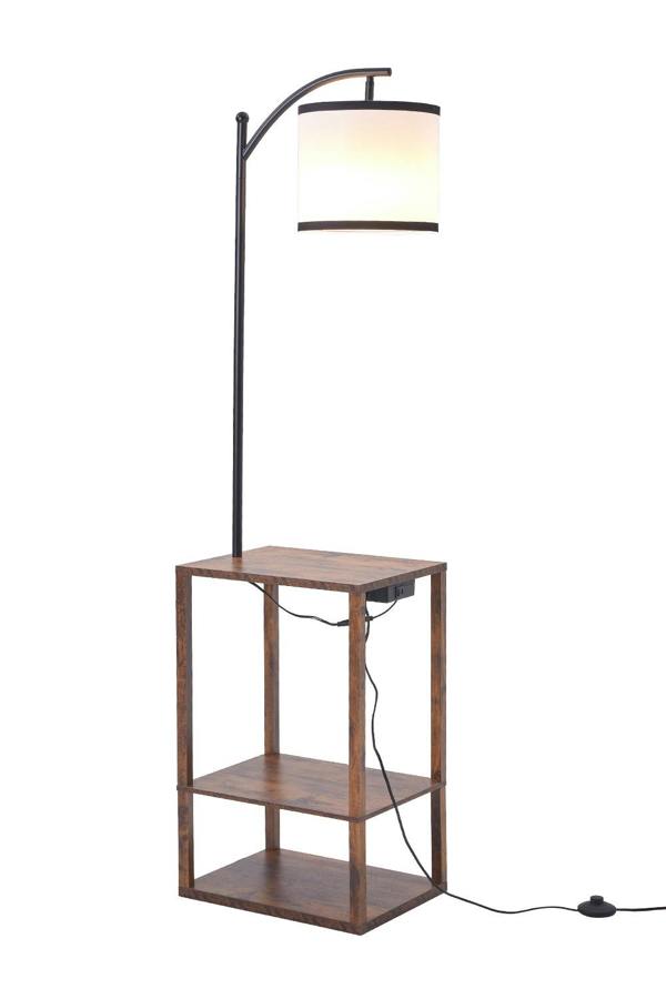 Living and Home Modern Metal Floor Lamp Side Table 2 In 1