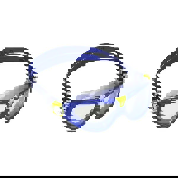 Blue and green Aqua Sphere Seal Kid 2 swim goggles with clear lenses