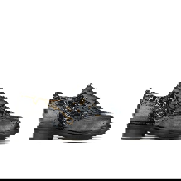 Embassy London Vivienne - Black & Grey & Gold - Women's oxford lace-up shoe with brogue details