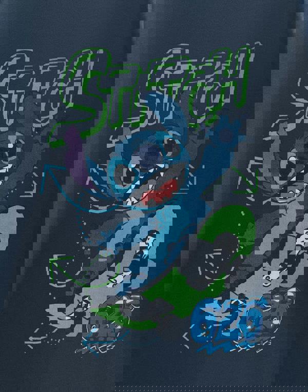 Disney Lilo & Stitch Boys Blue Skateboard Short Sleeved T-Shirt