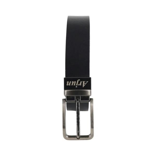 Black belt with silver buckle on a white background