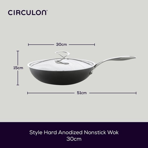 Circulon Style Hard Anodised Stirfry with Lid, 30cm