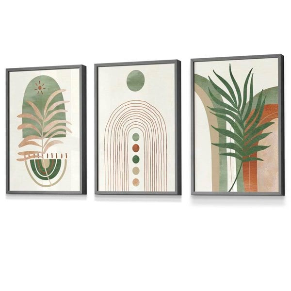Artze Wall Art Sage Green Botanical Arches Set of 3 Framed Wall Art