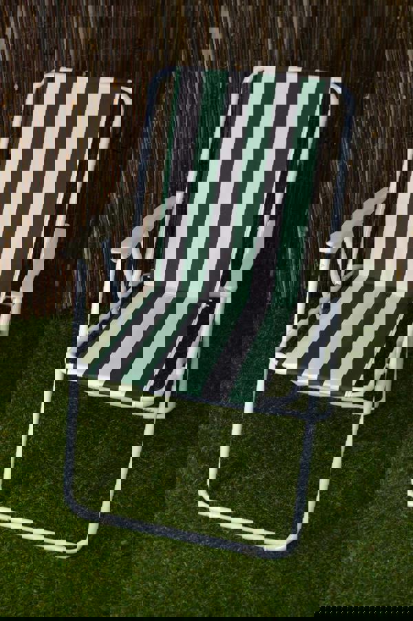 Samuel Alexander Green & White Striped Lightweight Folding Camping / Picnic / Garden Chair