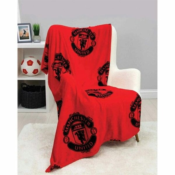 Manchester United FC Crest Fleece Blanket, Bedroom, Sports, Gift