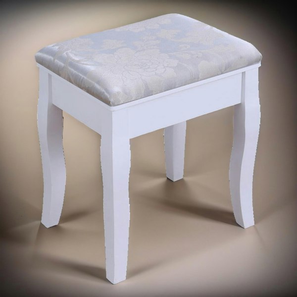 Rafaelo Mobilia 5 Drawer White Dressing Table With Mirror And Stool