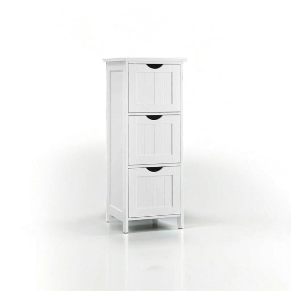 Modcraft 3-Drawer Floor Cabinet – Compact White Storage Unit for Bathroom and Bedroom