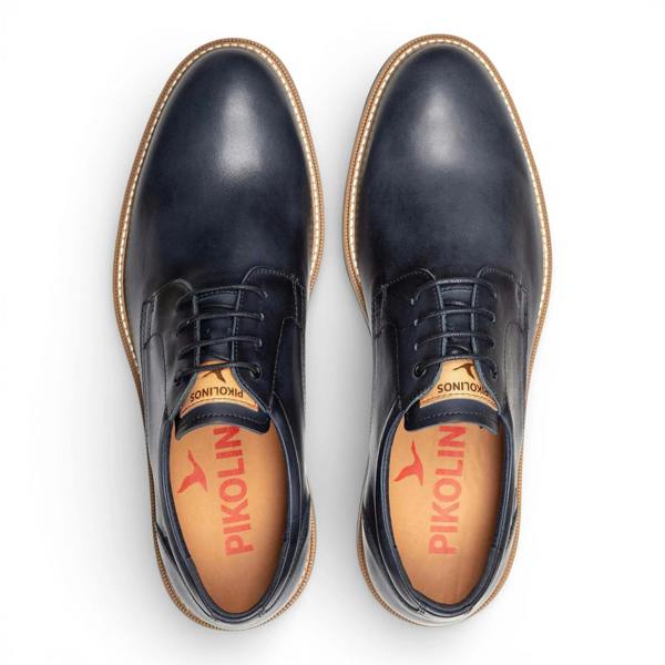 Pikolinos Claret - Men's Blue Leather Lace-Up Derby Shoes