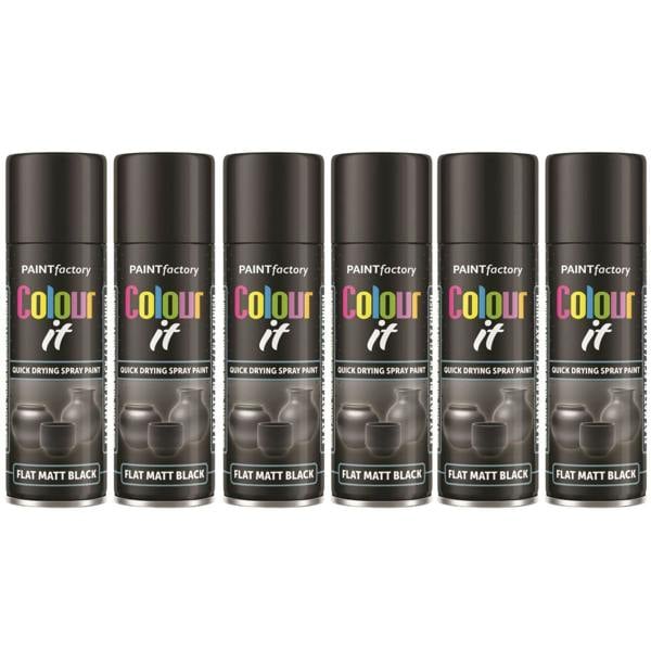 Paint Factory 6X  Flat Matt Black Spray Paint 250ml