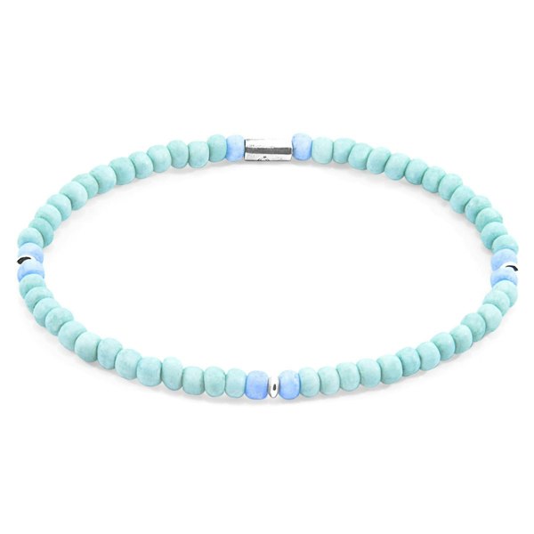 Anchor & Crew Pastel Green - Blue Evelyn Silver and Glass SKINNY Bracelet 