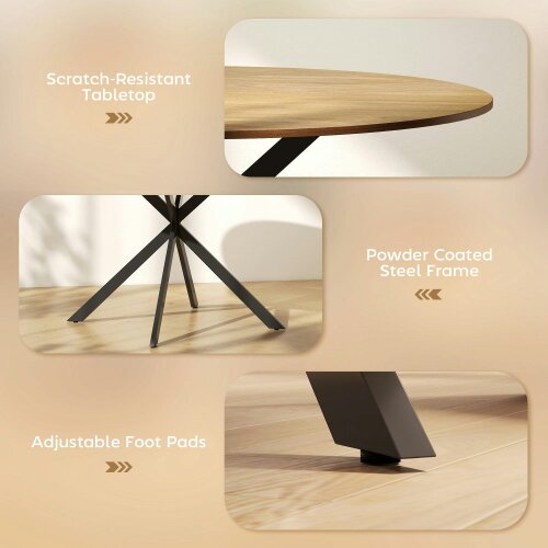 Wyld Haus Luhalari Metal And Wood Oak Finish Industrial Dining Table Seating 4 120 cm