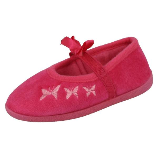 Spot On Infant Girls Spot On Slippers with Butterfly Stitching