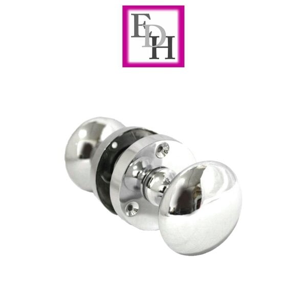 EDH Door Hardware Chrome Door Knob Modern Round Rose Door Knob Silver Door Handles 4 Pairs