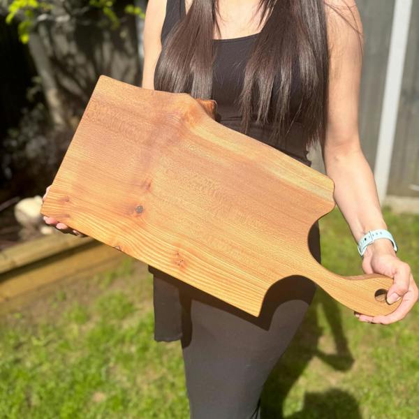 Giraffes & Craftz Thick Elm paddle Board - Live Edge Elm Cutting Board And Serving Board