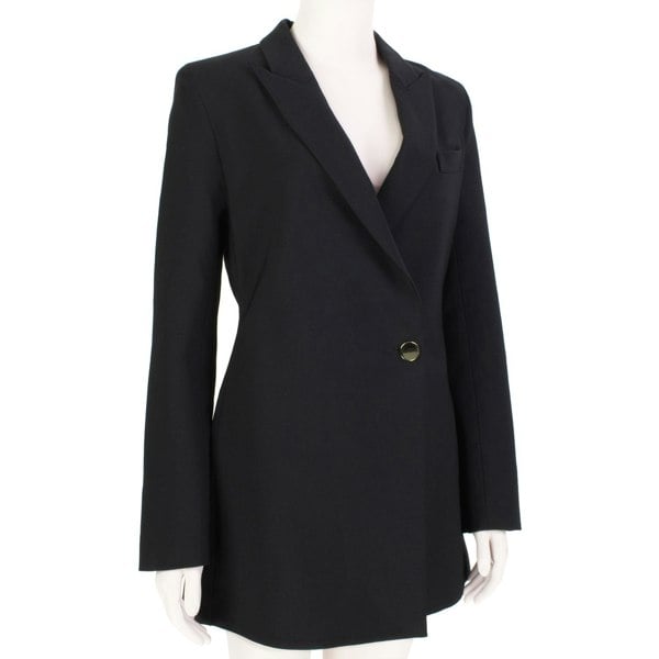 Ellery black wool gathered back single breasted jacket blazer