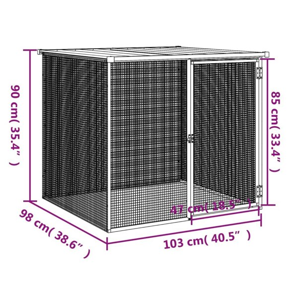 Berkfield Chicken Cage with Roof Light Grey 103x98x90 cm Galvanised Steel