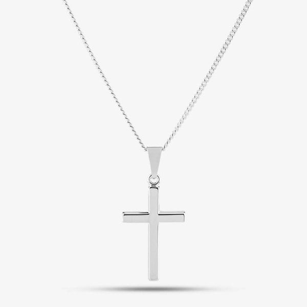 T. H. Baker Silver Plain Cross and Chain SCS21