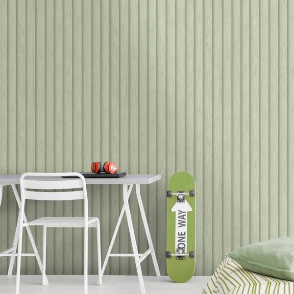 Wood Slat Soft Green Wallpaper 13300 - Rs