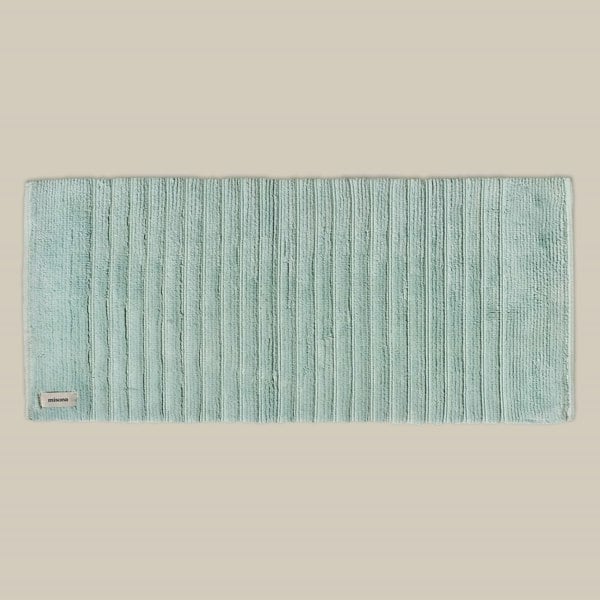 Duck egg blue organic cotton bath runner, thick luxury bathroom mat. Long Bath Mat