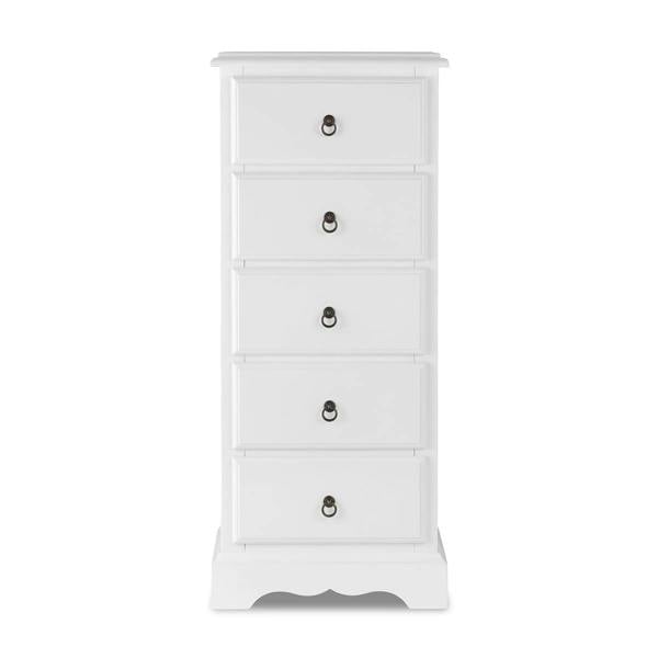 Statement Furniture Romance Tallboy 5 Drawer Narrow Chest of Drawers Assembled Bedroom Storage