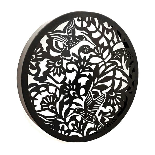 EDH Door Hardware Hummingbird Solar Wall Panel – 40 x 40 x 5 CM | Solar-Powered Outdoor Wall Art | Metal Garden Panel with LED Light for Patio