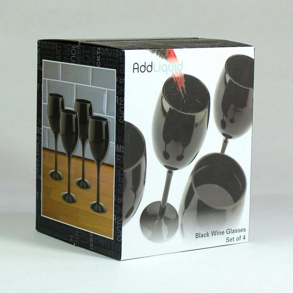 AddLiquid Black Wine Glasses (Set of 4)