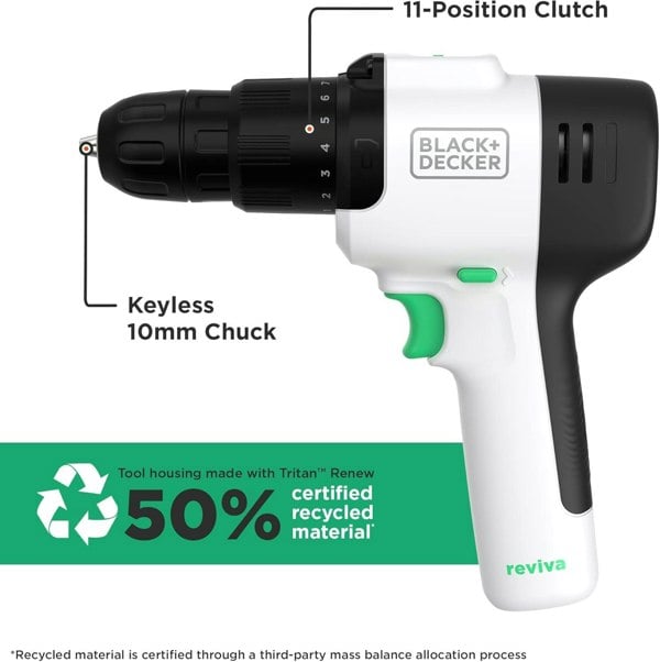 Black & Decker Reviva REVHD12C-GB Cordless Hammer Drill Driver 12v