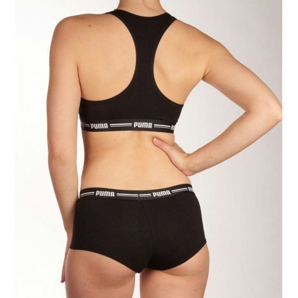Puma Striped Logo Racerback Bra Top, Black