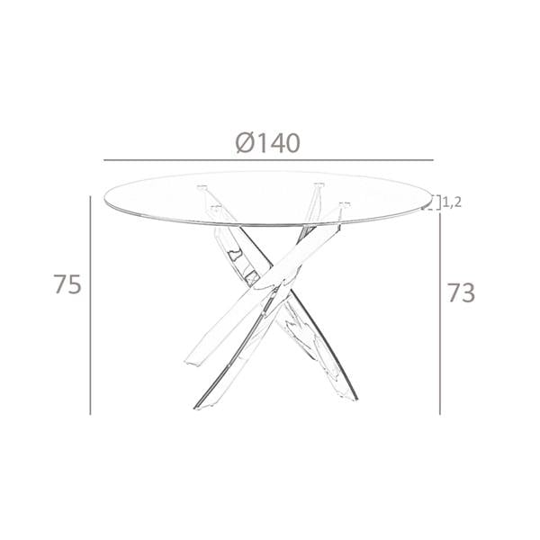 Angel Cerdá Round tempered glass and chrome-plated steel dining table 1061