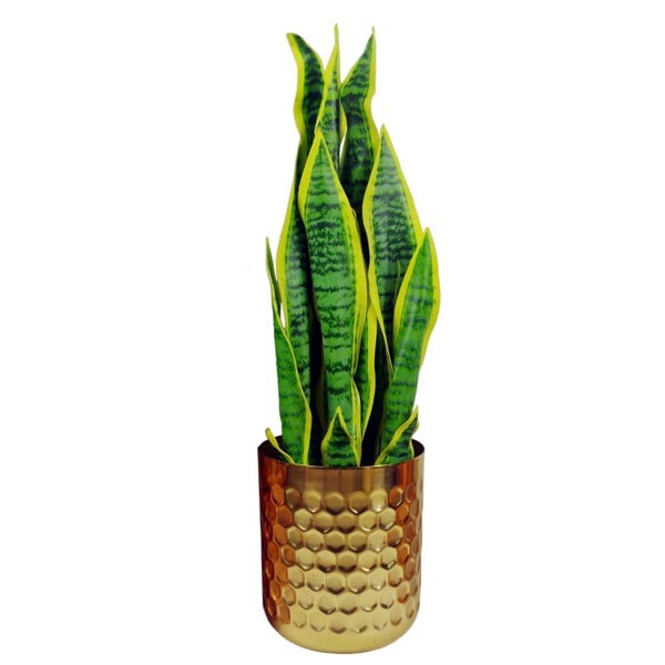 Leaf Honeycomb Metal Planter - Gold - 18cm x 15.5cm