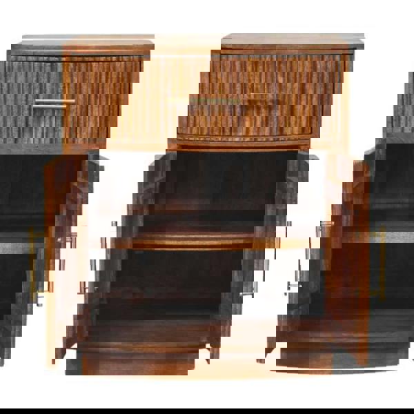 Artisan Furniture Solid Wood Curved Ribbed Bedside with Drawer