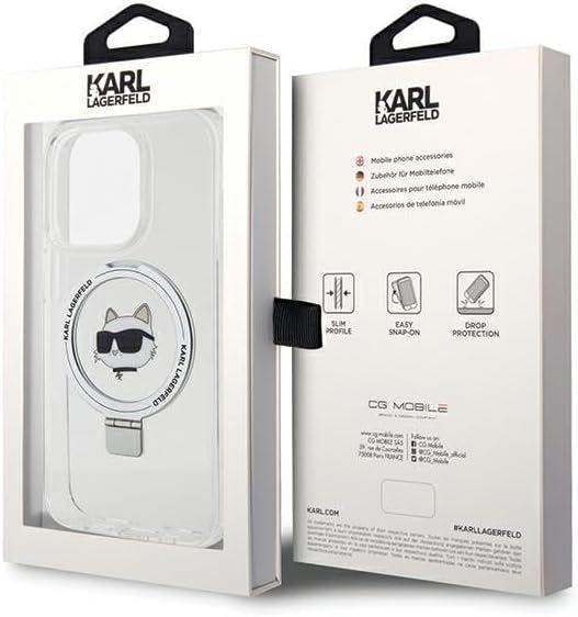Karl Lagerfeld Choupette Head with MagSafe & Ring Stand for iphone 15 Pro Max 6.7" Transparent - KLHMP15XHMRSCHH