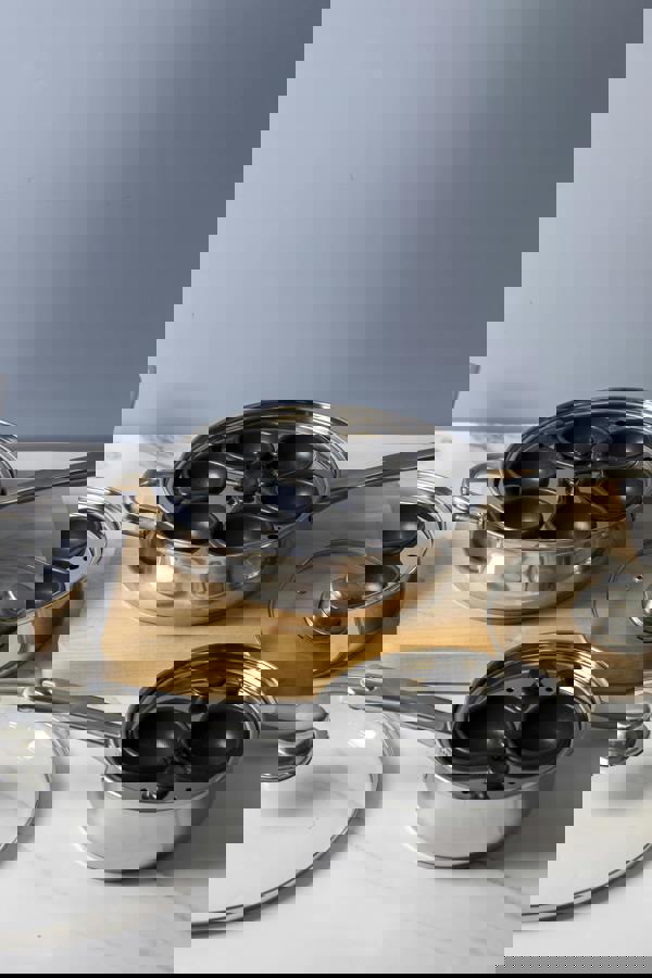 KitchenCraft Stainless Steel 28cm Six Hole Egg Poacher