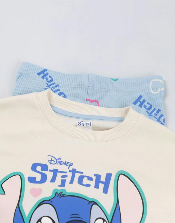 Vanilla Underground Disney Lilo & Stitch Girls Multicoloured Stitch Sweatshirt and Joggers Set