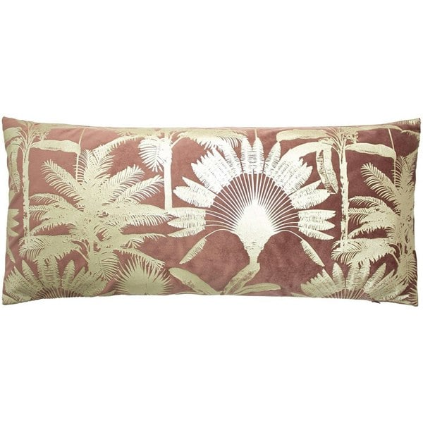 Paoletti Malaysian Palm Foil Printed Cushion Cover - Rose