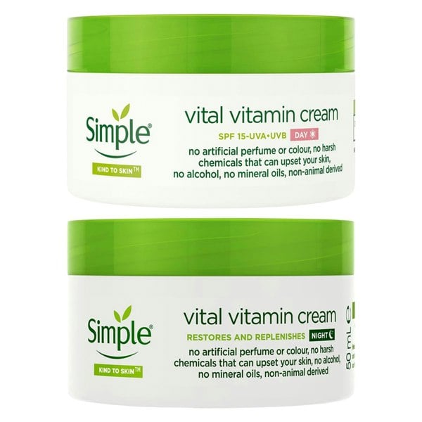 Simple Kind to Skin Face Cream Bundle - Day SPF15 & Night Cream 50ml