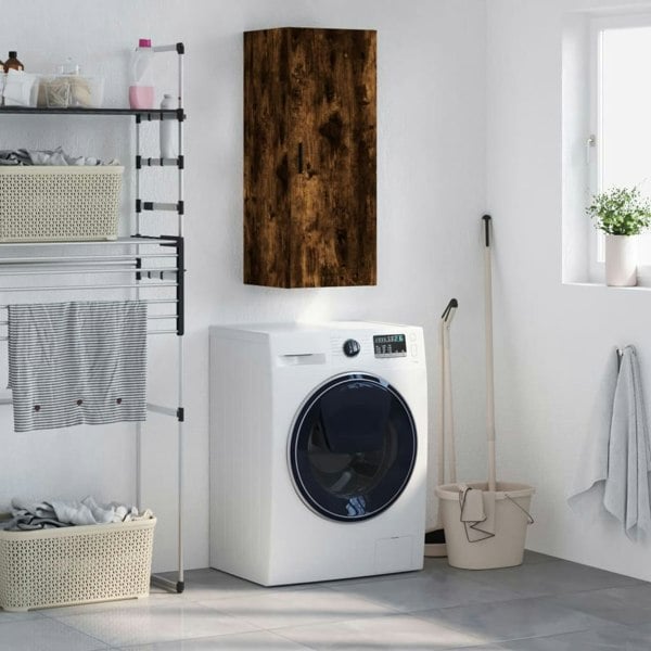 Berkfield Wall Mounted Cabinet Smoked Oak 34.5x34x90 cm